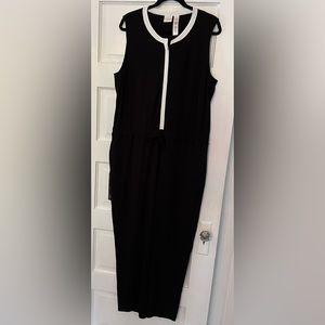 WOMENS PLUS CHICOS SIZE 3 JUMPSUIT (SIZE EQUIVALENT= 16) BLACK WITH WHITE TRIM